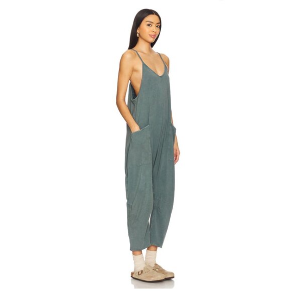 Free People FP Movement Hot Shot Onesie Jumpsuit • Midnight Jade Strappy Back - Picture 3 of 14